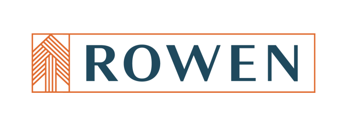 the logo for rownen, a company that specializes in the design and construction of homes at The  Rowen